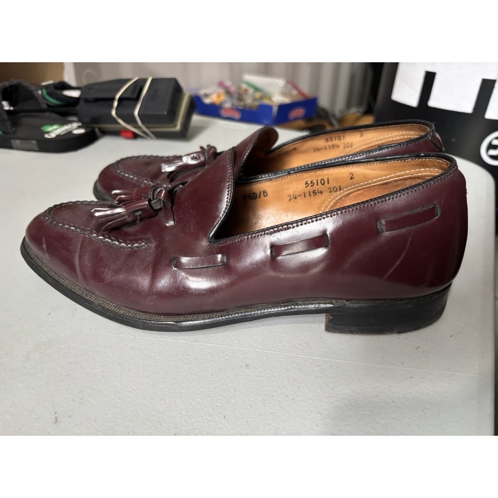 Johnston & Murphy Aristocraft Burgundy Shell Cordovan Tassel Loafer SZ 9.5 D/B
